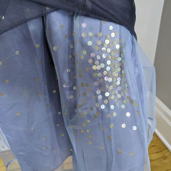 Vintage Y2K Express Mesh Midi Dress Mermaid Sequin Siren Gray Size 7/8 - Picture 8 of 12
